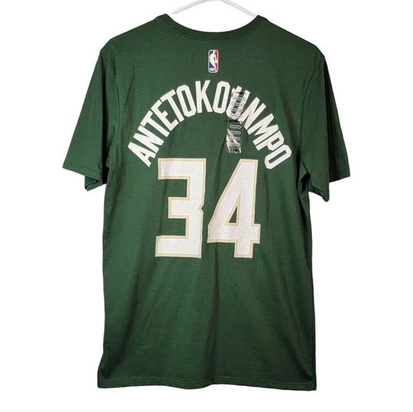 Nike Dri-Fit The Nike Tee Athletic Fit Milwakee Bucks Antetokounmpo Shirt Size M - Picture 4 of 9